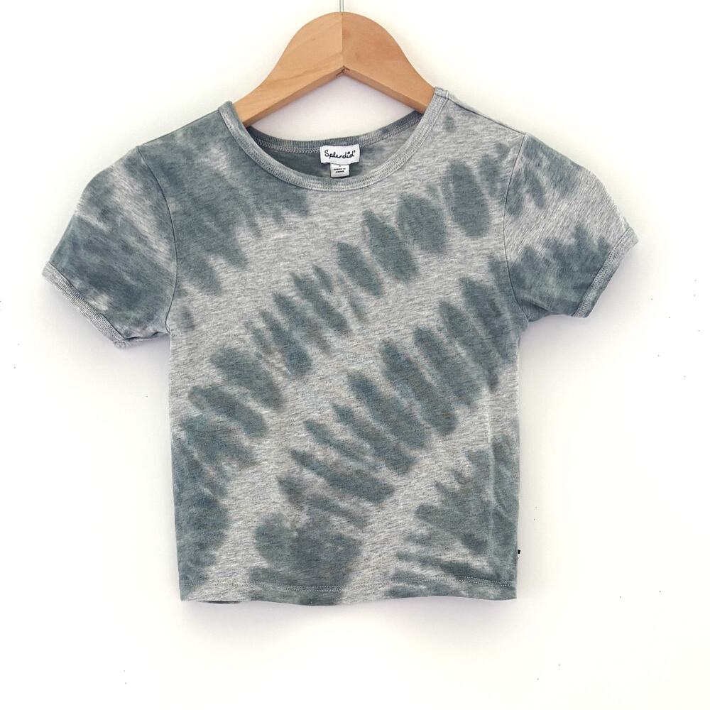 Splendid, Tie-Dye Tee, Grey & Slate Green, Girls Size 4